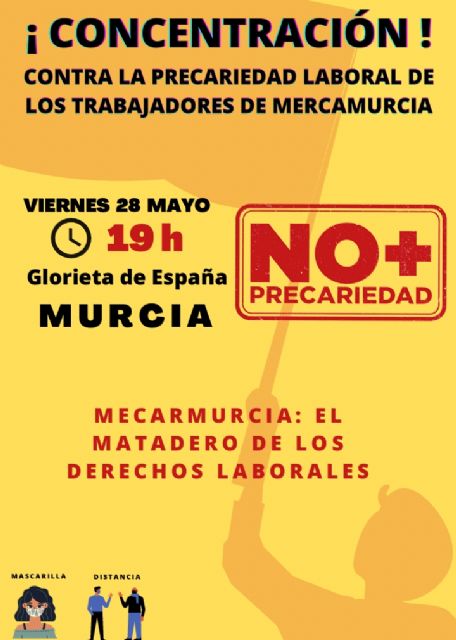 Concentración frente al ayuntamiento de Murcia motivada por la problemática laboral en mercamurcia