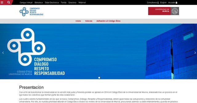 El Consejo de Gobierno de la Universidad de Murcia anima a la comunidad universitaria a adherirse al Código Ético de la institución