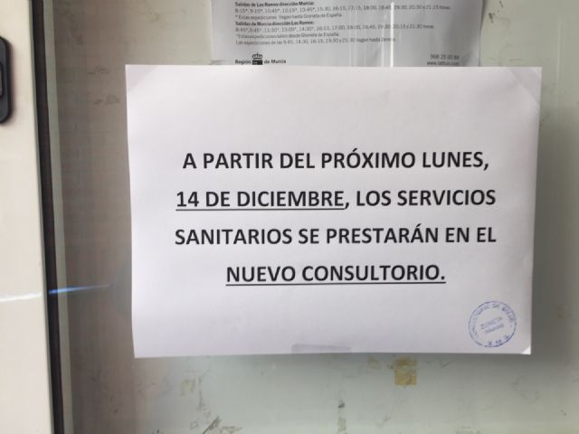 El PSOE exige la reprobación del alcalde pedáneo de Zeneta por retrasar la apertura del centro médico a fin de hacerse la foto en la inauguración