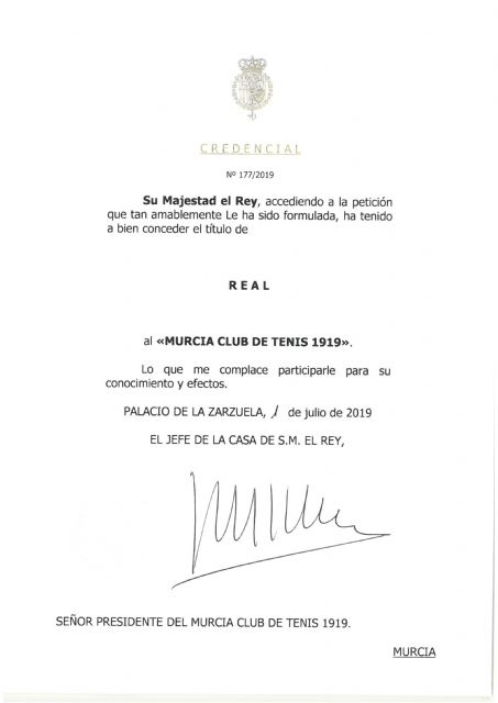 El Rey Felipe VI concede el título de Real al Murcia Club de Tenis 1919