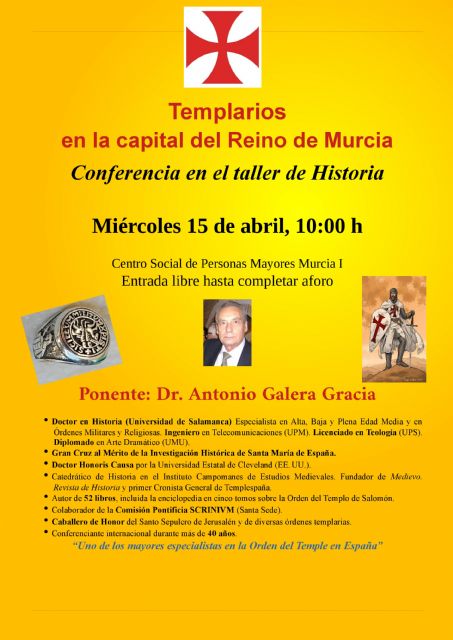 Conferencia sobre los Templarios en Murcia