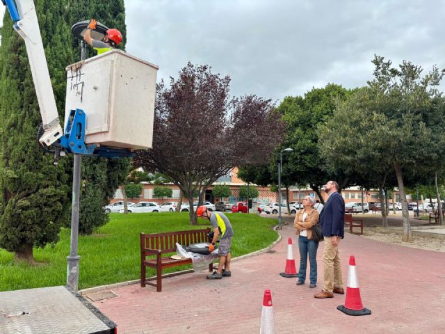 Murcia renueva el alumbrado público de los principales jardines del Barrio del Progreso para mejorar la eficiencia energética y la seguridad