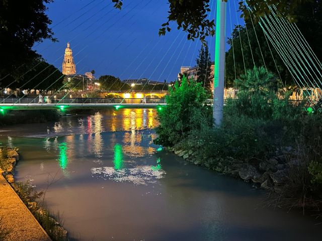 El cauce del Río Segura se ilumina hoy de verde en apoyo a las personas con síndrome de Apert