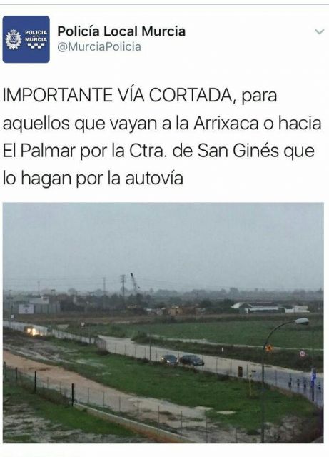 Una moción de Ahora Murcia ya pedía actuaciones para evitar inundaciones en el Palmar y sus accesos