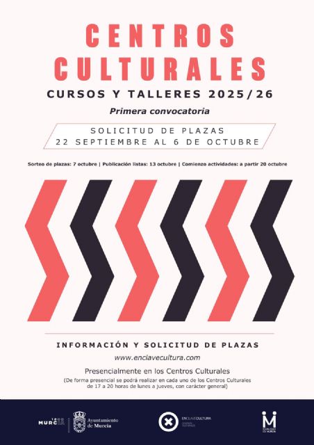 El Ayuntamiento de Murcia abre la inscripción a los cursos y talleres gratuitos de los Centros Culturales para el curso 2025/26