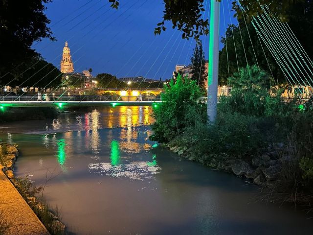El cauce del río se ilumina hoy de verde con motivo del Día Mundial de la ELA