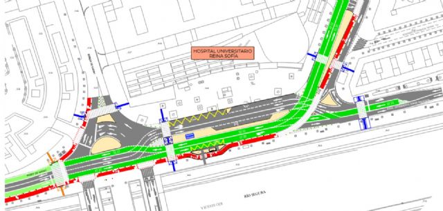 El Ayuntamiento de Murcia habilitará una parada de taxis y una zona para recoger y dejar pacientes en la puerta del Hospital Reina Sofía