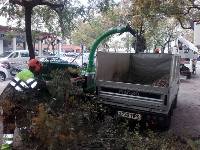Parques y Jardines mantiene el 'ciclo verde' utilizando triturado de poda en el municipio