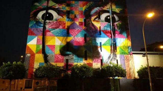 Una nueva iluminación en el mural de Eduardo Kobra permitirá disfrutarlo también de noche