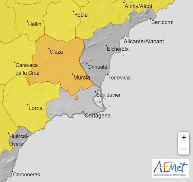 Murcia activa el dispositivo municipal ante el aviso naranja por lluvia emitido por AEMET