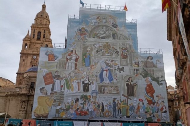 Una decena de colectivos solicitan la retirada de la lona de la Catedral de Murcia por llevar publicidad