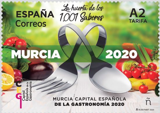 Correos presenta hoy el sello dedicado a la Capital Española de la Gastronomía Murcia 2020