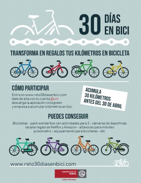 La Universidad de Murcia se suma al reto '30 días en bici'